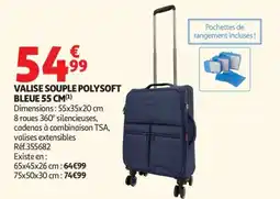 Auchan VALISE SOUPLE POLYSOFT BLEUE 55 CM offre
