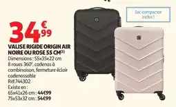 Auchan VALISE RIGIDE ORIGIN AIR NOIRE OU ROSE 55 CM offre