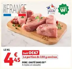 Auchan Porc : Sauté Sans Os offre
