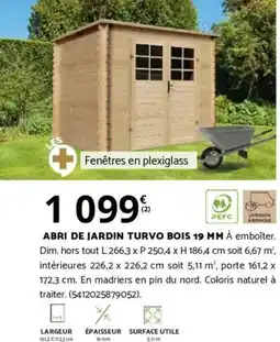 Bricorama ABRI DE JARDIN TURVO BOIS offre