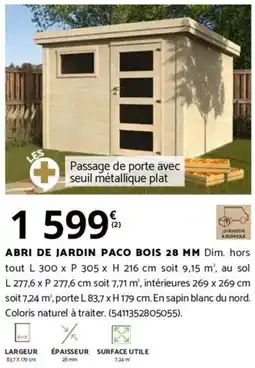 Bricorama ABRI DE JARDIN PACO BOIS 28 MM offre