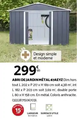 Bricorama ABRI DE JARDIN MÉTAL 67AEYZ offre