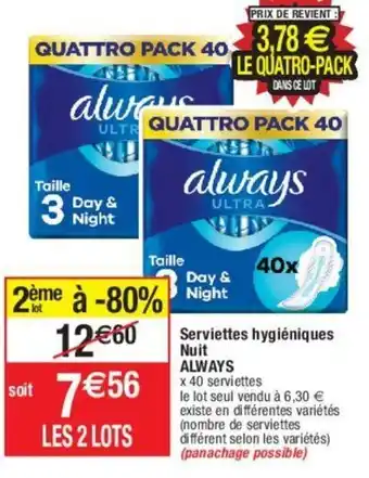Migros Serviettes hygiéniques nuit ALWAYS offre