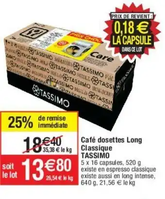 Migros Café dosettes long classique TASSIMO offre