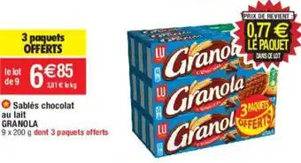 Migros Sablés chocolat au lait GRANOLA offre