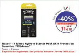 Monop' WILKINSON Rasoir + 4 lames Hydro 5 Starter Pack Skin Protection Sensitive offre