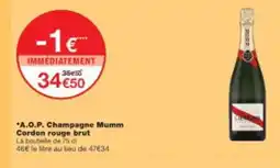 Monop' A.O.P. Champagne Mumm Cordon rouge brut offre