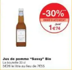 Monop' SASSY Jus de pomme Bio offre