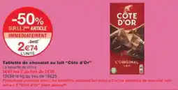 Monop' CÔTE D'OR Tablette de chocolat au lait offre