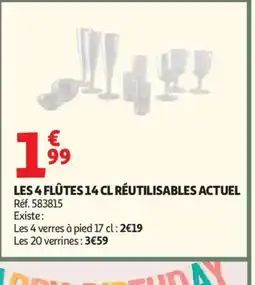 Auchan ACTUEL Les 4 flûtes réutilisables offre