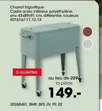 Chariot frigorifique Cadre acier, intérieur polyéthylène