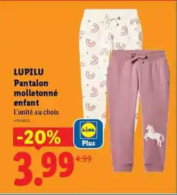 Lidl LUPILU Pantalon molletonné enfant offre