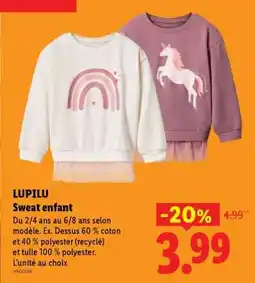 Lidl LUPILU Sweat enfant offre