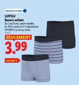 Lidl LUPILU Boxers enfant offre