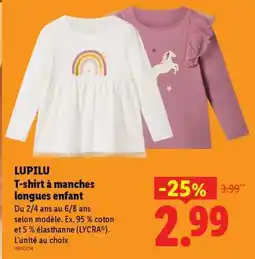 Lidl LUPILU T-shirt à manches longues enfant offre