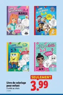 Lidl Livre de coloriage pour enfant offre