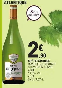 E.Leclerc HONORÉ DE BERTICOT SAUVIGNON BLANC offre