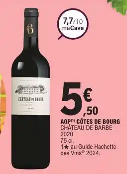 E.Leclerc AOP CÔTES DE BOURG CHÂTEAU DE BARBE offre