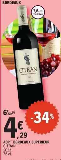 E.Leclerc AOP Bordeaux Supérieur Citran offre