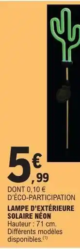 E.Leclerc LAMPE D’EXTÉRIEURE SOLAIRE NÉON offre