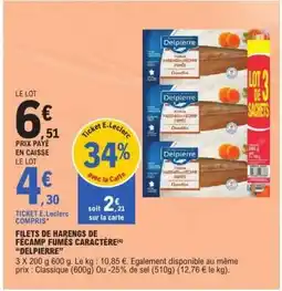 E.Leclerc FILETS DE HARENGS DE FECAMP FUMES CARACTÈRE “DELPIERRE” offre
