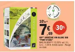 E.Leclerc IGP Ardèche Vin Blanc BIB 'Pont d'Arc' offre