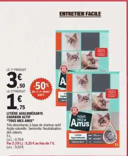 E.Leclerc LITIÈRE AGGLOMÉRANTE CHARBON ACTIF 'TOUS MES AMIS' offre