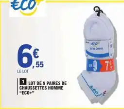 E.Leclerc LOT DE 9 PAIRES DE CHAUSSETTES HOMME ECO+ offre