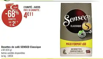 Casino Supermarchés Dosettes de Café Senseo Classique offre