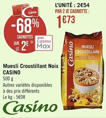 Casino Supermarchés Muesli Croustillant Noix offre
