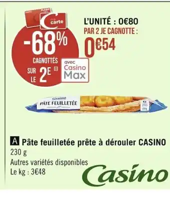 Casino Supermarchés Pâte feuilletée prête à dérouler Casino offre