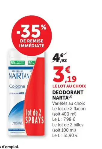 Bi1 NARTA Deodorant offre