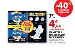 Bi1 Serviettes always ultra pack promo offre
