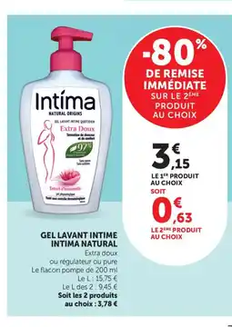 Bi1 Gel lavant intime intima natural offre