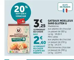 Bi1 U Gateaux moelleux sans gluten offre