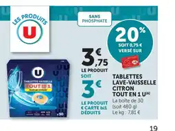 Bi1 U Tablettes vaisselle citron tout en 1 offre
