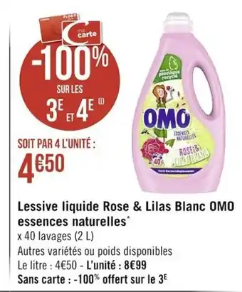 Lessive Liquide Rose & Lilas Blanc Omo