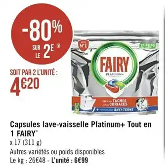 Capsules Lave-Vaisselle Platinum+ Tout En 1 Fairy
