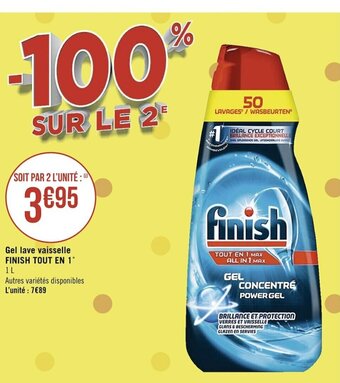 Casino Supermarchés Gel Lave Vaisselle Finish Tout en 1 offre
