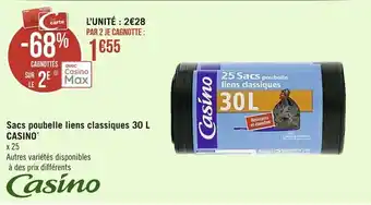 Casino Supermarchés Sacs Poubelle Iiens Classiques 30L offre