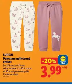 Lidl LUPILU Pantalon molletonné enfant offre