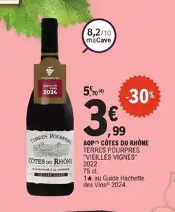 E.Leclerc TERRES POURPRES VIEILLES VIGNES 2022 Aop côtes du rhône offre