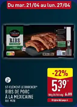ALDI ST-CLÉMENT LE BOUCHER Ribs de porc à la mexicaine offre