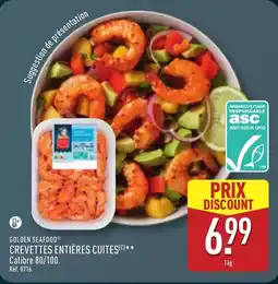 ALDI GOLDEN SEAFOOD Crevettes entières cuites offre