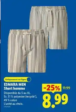 Lidl ESMARA MEN Short homme offre