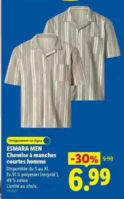 Lidl ESMARA MEN Chemise à manches courtes homme offre