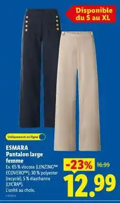 Lidl ESMARA Pantalon large femme offre