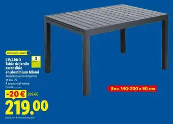 LIVARNO Table de jardin extensible en aluminium Miami