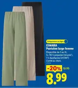 Lidl ESMARA Pantalon large femme offre