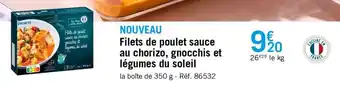 Nouveau filets de poulet sauce au chorizo, gnocchis et légumes du soleil